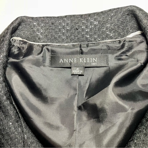 Anne Klein Suit Size 4 Zip Motorcycle Jacket Black Metallic - Picture 5 of 10